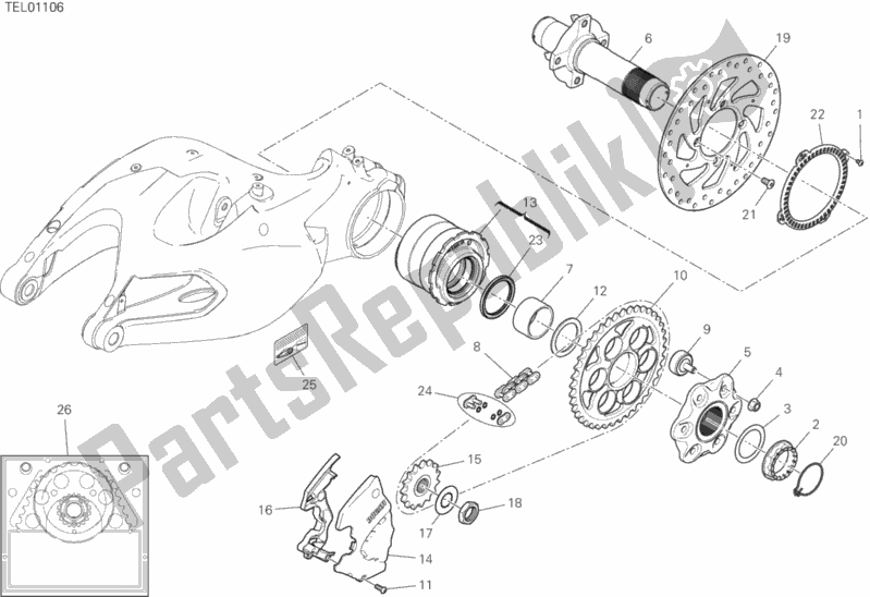 Todas as partes de Cubo, Roda Traseira do Ducati Multistrada 1260 ABS USA 2019
